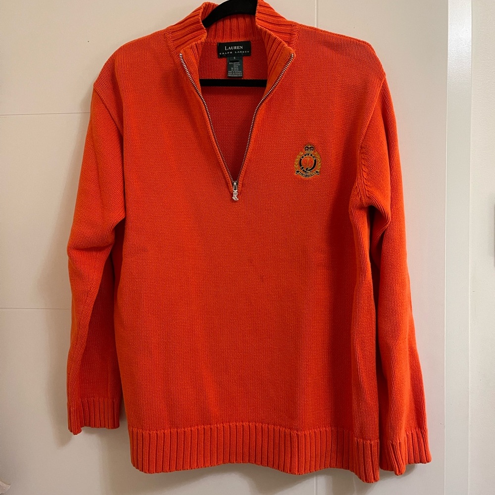 Lauren Ralph Lauren Vibrant Orange Zip-Up Sweater